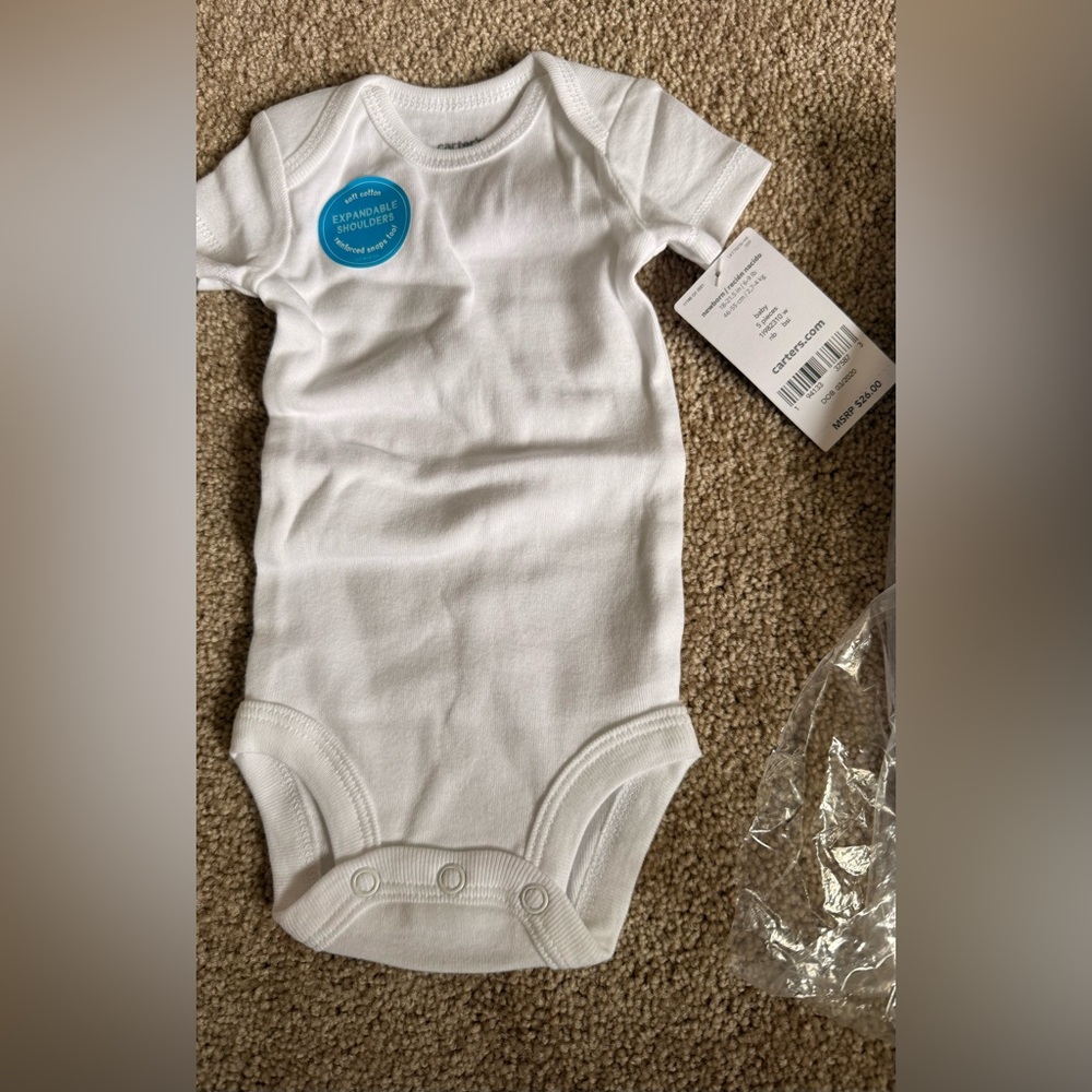 5 pack Carter's White Baby One Piece (5 pack) newborn Brand New